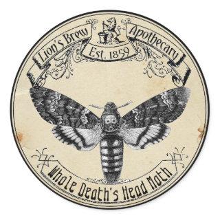 Halloween Vintage Apothecary Death's Head Moth Classic Round Sticker