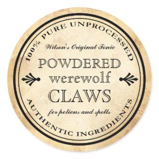 Halloween vintage apothecary werewolf claws label