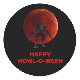 Halloween Werewolf Lycan Red Blood Moon Dripping Classic Round Sticker