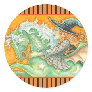 HALLOWS EVE WITCH AND HORSE STICKERS Round SHEET