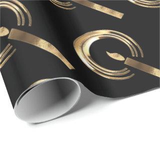 Halo around Candle Flame Pattern Black and Gold