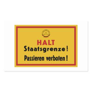 Halt Staatsgrenze! Berlin Wall, Germany Sign Rectangular Sticker