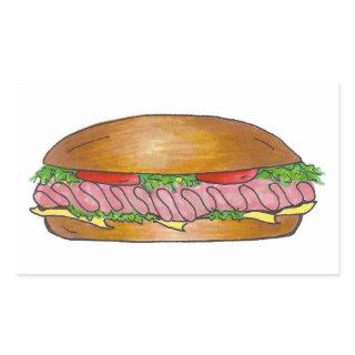 Ham and Cheese Hoagie Grinder Hero Sub Sandwich Rectangular Sticker