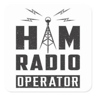 HAM Radio Amateur Frequency Operator Antenna Gift Square Sticker