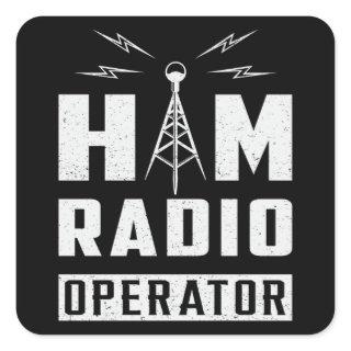 HAM Radio Frequency Operator Antenna Amateur Gift Square Sticker