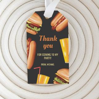 Hamburger And Hot Dog Grill Food Thank You Party Gift Tags