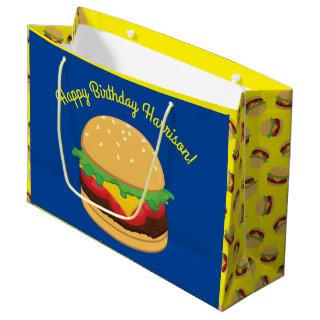 Hamburger Birthday Party Burger Large Gift Bag