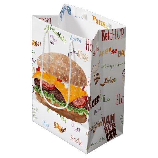 Hamburger Cheese Fast Food BBQ Diner Medium Gift Bag