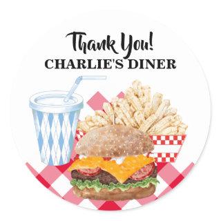 Hamburger Fries Fast Food BBQ Diner Classic Round Sticker