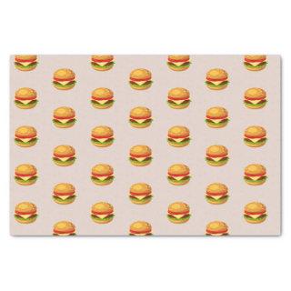 Hamburger Lover Cheeseburger Cute Tiled Pattern   Tissue Paper