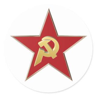 Hammer and sickle into the red star classic round sticker