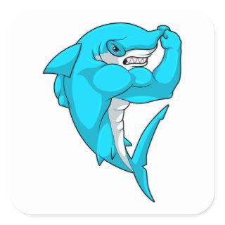 Hammerhead shark as Bodybuilder at Bodybuilding Square Sticker