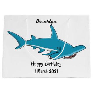 Hammerhead shark cartoon illustration large gift bag