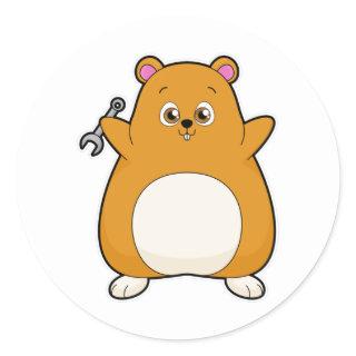Hamster as Mechanic with Wrench Classic Round Sticker