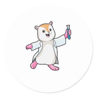 Hamster as Scientist with Test tube Classic Round Sticker