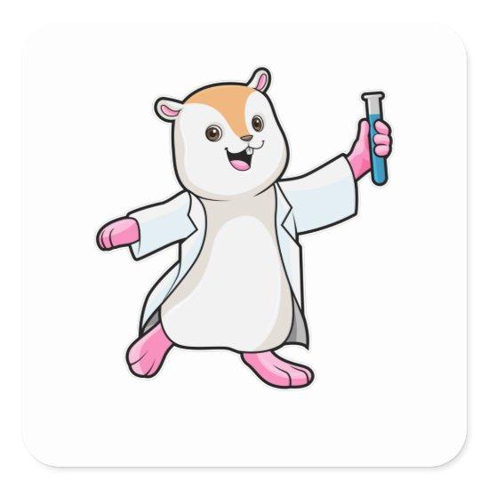 Hamster as Scientist with Test tube Square Sticker