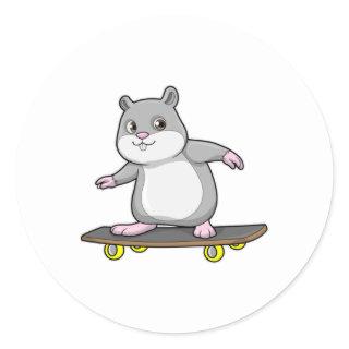 Hamster as Skater with Skateboard Classic Round Sticker