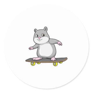 Hamster as Skater with Skateboard Classic Round Sticker