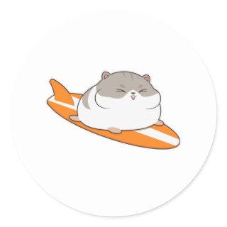 Hamster as Surfer with Surfboard Classic Round Sticker