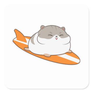 Hamster as Surfer with Surfboard Square Sticker