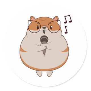 Hamster - Music with Microphone Classic Round Sticker