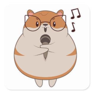 Hamster - Music with Microphone Square Sticker