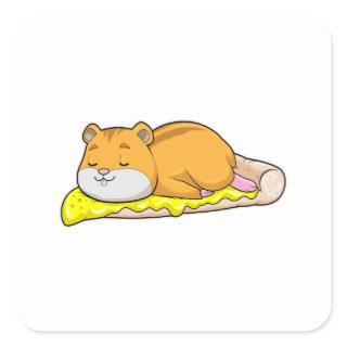 Hamster & Pizza with Cheese Square Sticker