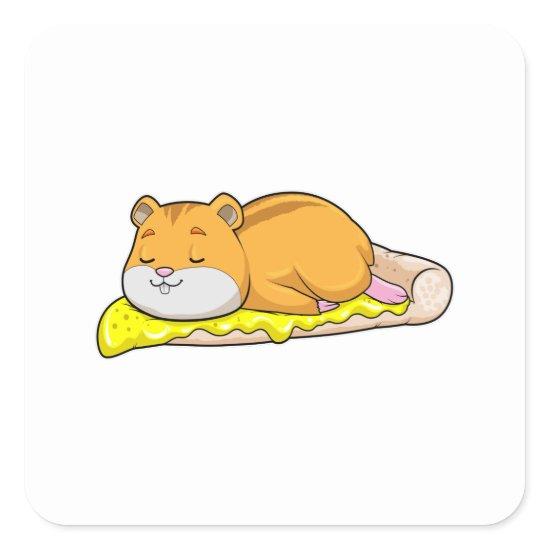 Hamster & Pizza with Cheese Square Sticker