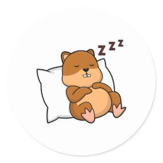 Hamster with Pillow Classic Round Sticker