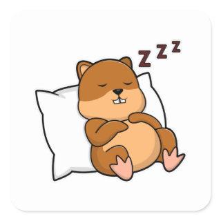Hamster with Pillow Square Sticker