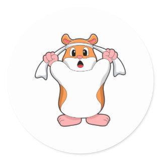 Hamster with Towel Classic Round Sticker