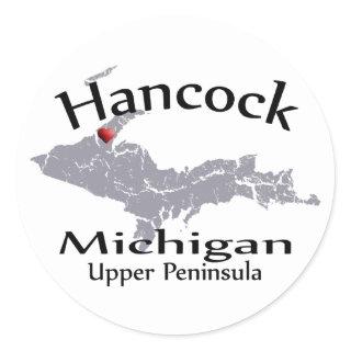 Hancock Michigan Heart Map Design Sticker