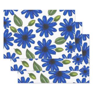 Hand Drawn Blue Flower Pattern  Sheets