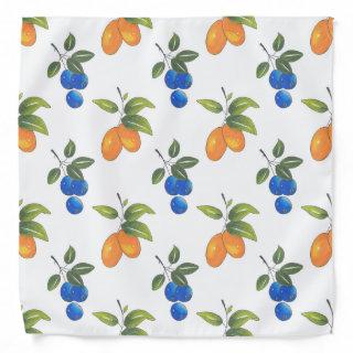 Hand Drawn Blueberries and Kumquats Pattern Bandana