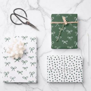 Hand-drawn bows holiday  - green