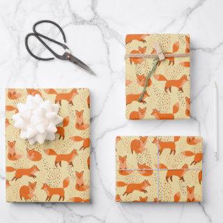 Hand Drawn Cute Red Fox Pattern Gift  Sheets