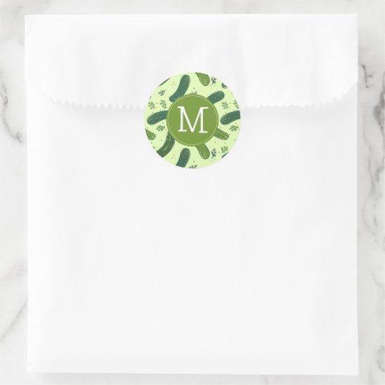 Hand Drawn Dill Pickle Pattern Classic Round Sticker