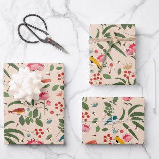 Hand Drawn Floral Birds Bees Botanical Pattern  Sheets