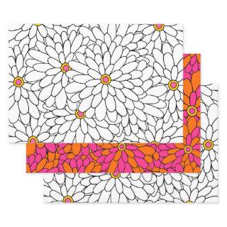 Hand Drawn Layered Zinnia Abstract Patterns  Sheets