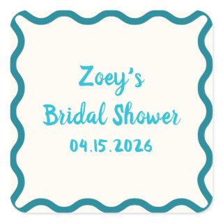 Hand Drawn Pink Wavy Border Bridal Shower Cute Square Sticker