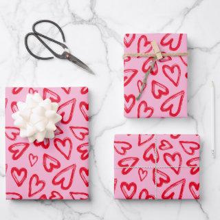 Hand Drawn Red Hearts Valentine's Day  Sheets
