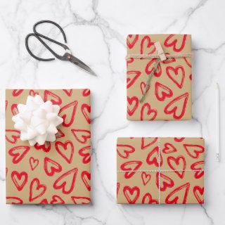 Hand Drawn Red Hearts Valentine's Day  Sheets