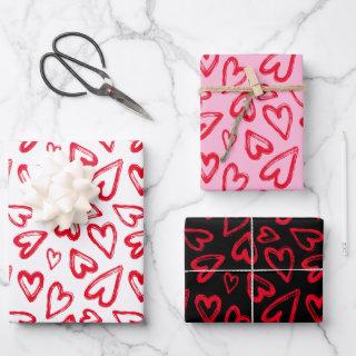 Hand Drawn Red Hearts Valentine's Day  Sheets