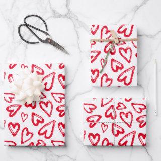 Hand Drawn Red Hearts Valentine's Day  Sheets