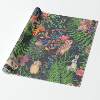 Hand drawn seamless pattern with watercolor forest