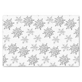 Hand Drawn Snowflakes Silver Glitter Holiday Tissue Paper
