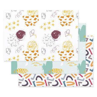 Hand drawn stars mitten letters red green orange  sheets