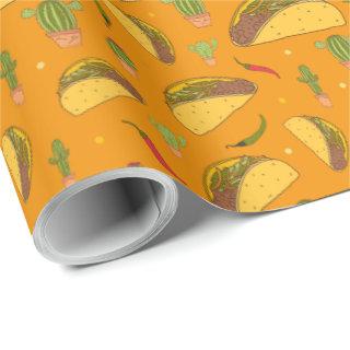 Hand Drawn Tacos and Chillies Mexican Food Pattern