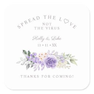 Hand Gel Lilac Flowers Wedding Wreath Coronavirus Square Sticker