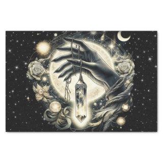 Hand Holding a Crystal under the Moonlight Tissue Paper